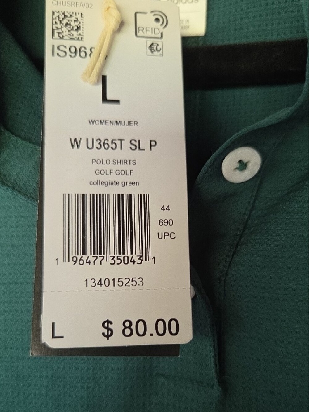 adidas Women’s Sleeveless Polo Tank - Teal Green - Picture 4 of 4